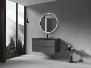 Подвесная тумба с раковиной Parly Spa Rhea60 чёрный матовый